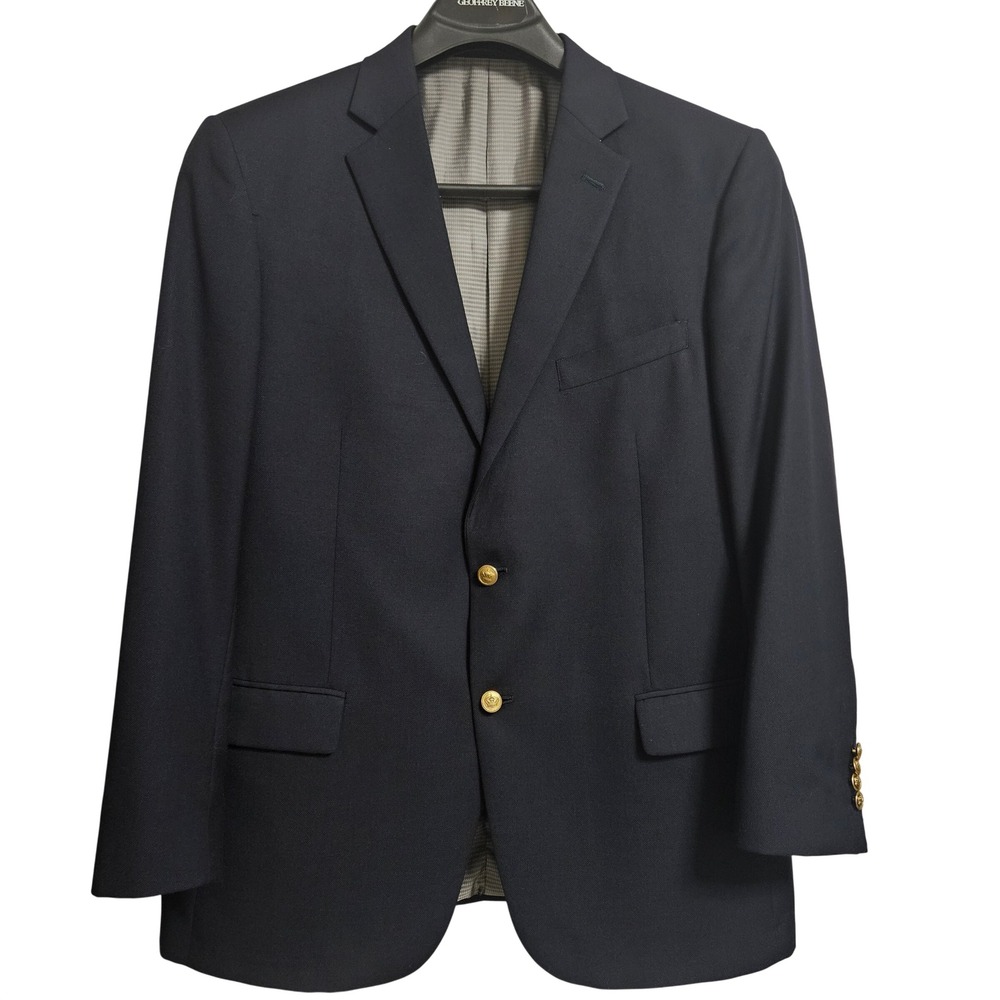 Hart Schaffner Marx Blazer Men 44R Navy Blue Gold Button Sport Coat Made in USA
